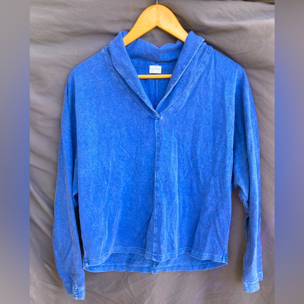 Poetry Cowl Neck Sweater - Indigo Blue - Hemp / Cotton Blend